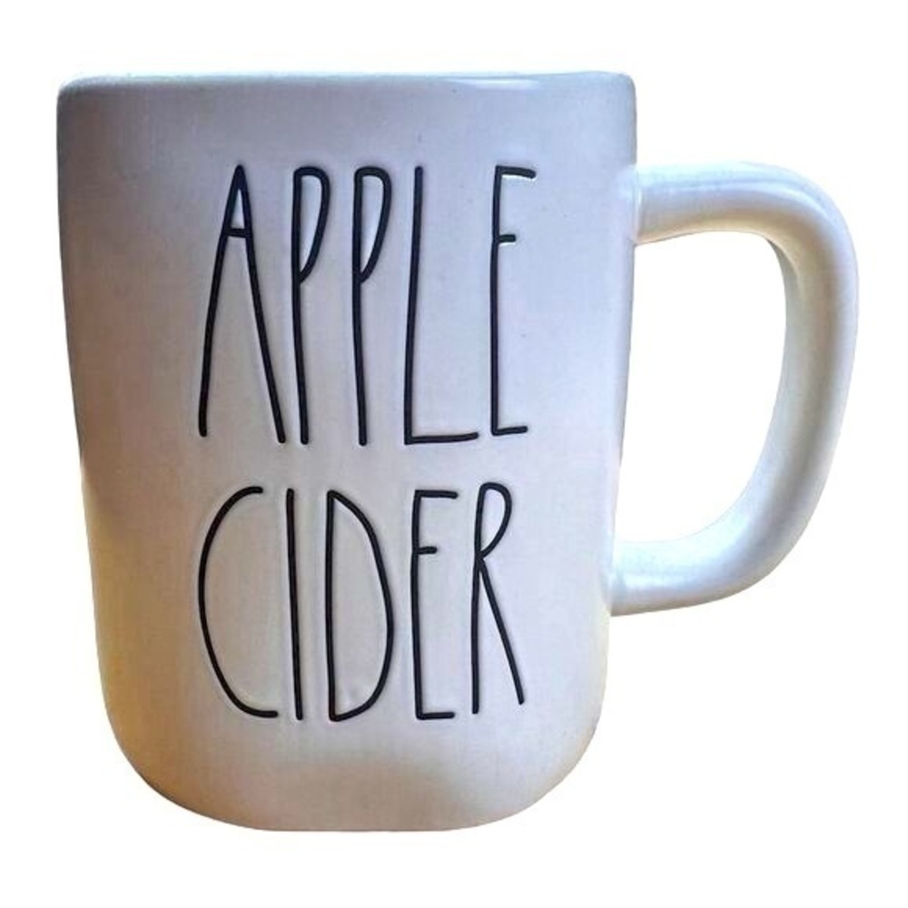 NWT 2/$20 Rae‎ Dunn "APPLE CIDER" White Ceramic Coffee Mug Fall Holiday Rustic